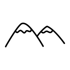 Mountain doodle icon with hand drawn design style