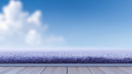 Vast blue sky panorama over a warm rustic wooden floor, ideal background for design projects
