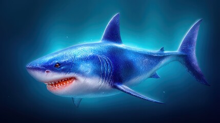 Astonishing underwater encounter, a closeup view of shark's immense jaws and razorsharp teeth