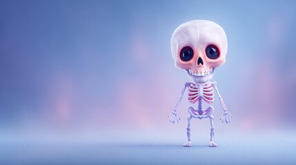 Spooky skeleton with glowing red eye, a haunting image for halloween and gothic themes