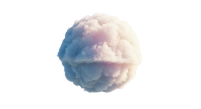 Fluffy White Cloud Sphere 3D Render Isolated Graphic Element on White Background