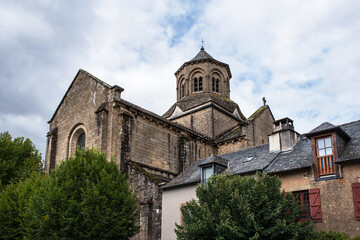 Exterior architecture of the abbey and Catholic monastery in the town of Aubazines in Corrèze, France