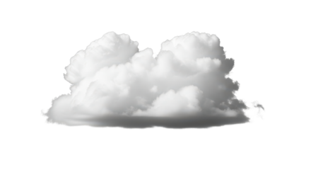 Realistic Puffy White Cumulus Cloud Isolated on Clean White Background Element