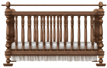 a wooden crib with balusters on the top, transparent background, in png formatf.png