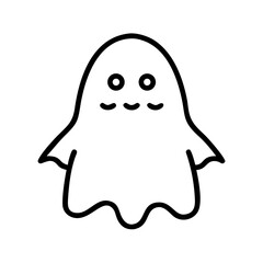 Cute cartoon ghost with smiling face on white background Concept of Halloween  