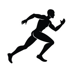 Black Male Running Silhouette, Athletic Man Running Silhouette, Fitness Runner Silhouette Male, Sporty Black Runner Silhouette, Jogging Man Silhouette