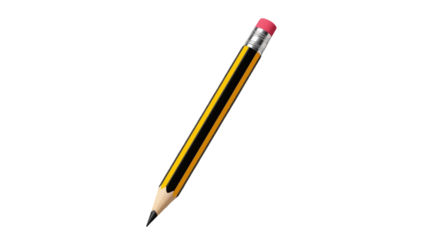 Yellow and Black Pencil – Stationery Supply Isolated on Transparent Background