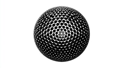 A black and white sphere with a repeating, textured pattern of small circles