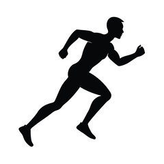 Obraz premium Black Male Running Silhouette, Athletic Man Running Silhouette, Fitness Runner Silhouette Male, Sporty Black Runner Silhouette, Jogging Man Silhouette