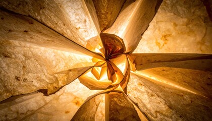 Illuminated tortilla wraps create a radial, abstract pattern, glowing warmly from within.