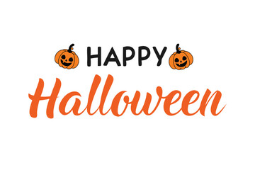 Happy Halloween vector text banner illustration. Happy Halloween design, background graphic. Featuring black and orange bats suitable for placing over Halloween cards, social media and poster