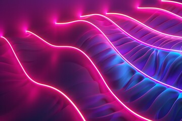 Experience the elegance of a wave of glowing lines, small particles flowing seamlessly in an abstract design. Neural network ai generated