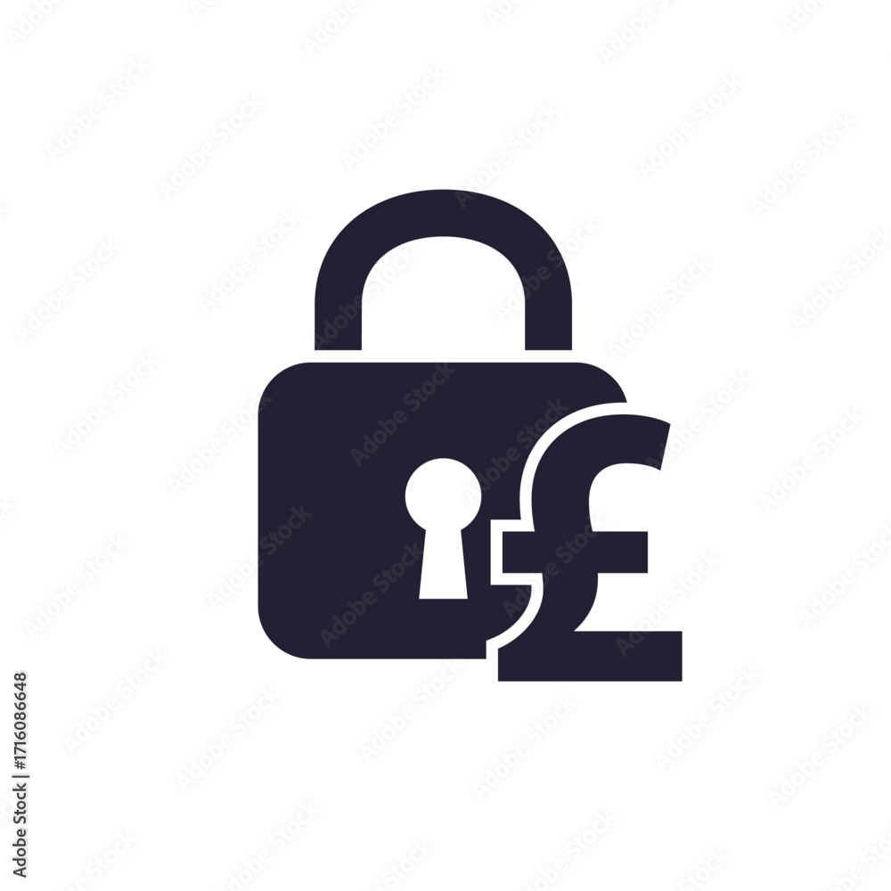 Poster fixed costs icon with a lock and pound