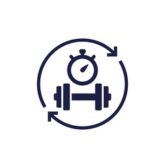 endurance training icon with dumbbell, workout and fitness