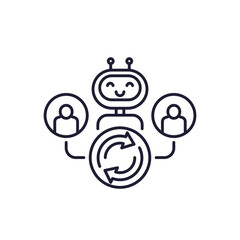 lead generation with AI line icon on white