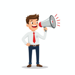 Fototapeta premium Businessman with a megaphone making an important announcement.