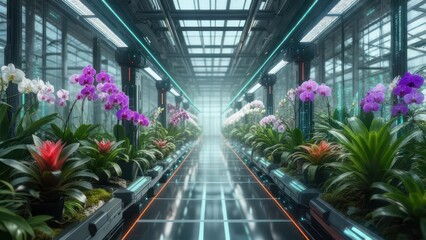 Botanical Corridor With Vibrant Orchids