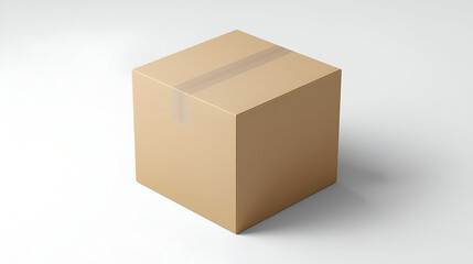 3D vector delivery box with tape isolated for shipping logistics parcel packaging and ecommerce design concept