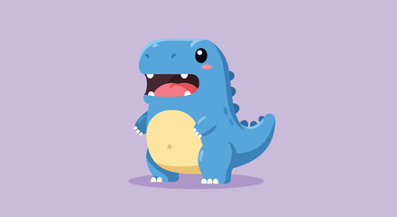 Cute blue cartoon dinosaur character illustration on a plain background.