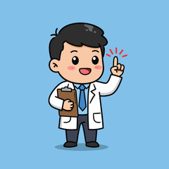 Cute cartoon doctor character giving medical advice.