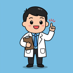 Friendly male doctor cartoon character giving medical advice.
