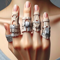 Finger splints on a hand