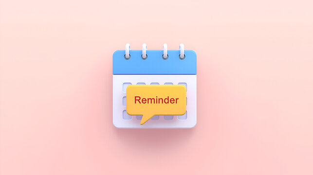 3D vector calendar with reminder isolated for office planning schedule organization and time design illustration