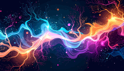 Vibrant Cosmic Energy Flow Abstract Background.