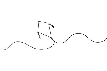 Obraz premium Minimal kite continuous one line drawing isolate outline vector illustration in modern style 