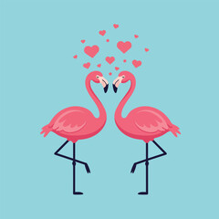 Two Pink Flamingos in Love.