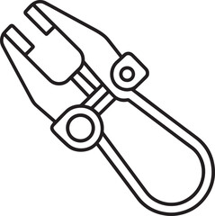 Line drawing of a metal electrical clamp with a loop outline vector illustration