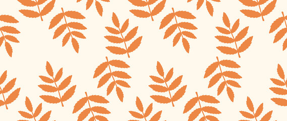 Flat illustration. Autumn concept. Seamless pattern with leaves. Ideal for gift wrapping, wallpaper and screensavers.