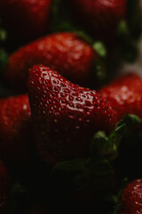 Fresh strawberry close up, organic berry, healthy food