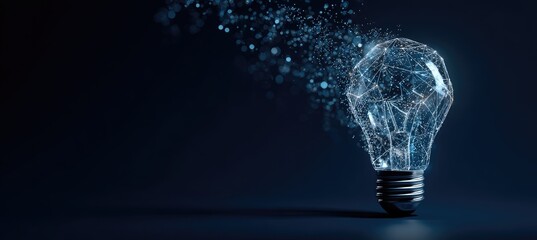 Digital Brain Lightbulb Concept Innovation Technology Abstract.