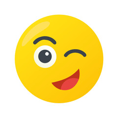 Fototapeta premium Winking Face Emoji with One Eye Closed Colored Icon