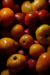 Fresh tomatoes close up, organic vegetable, healthy food