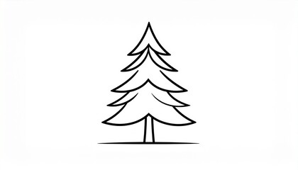 A minimalist black and white vector of a pine tree silhouette with clean, simple lines, isolated on a white background.