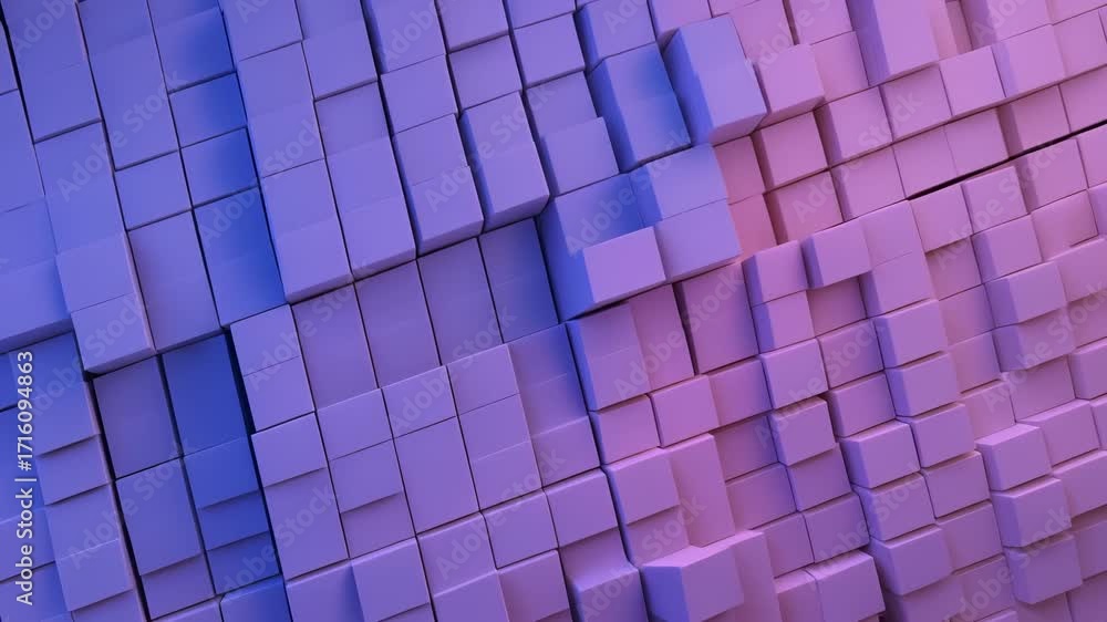 Aufkleber 3d geometric abstract background with overlapping rectangular blocks in gradient purple and blue col