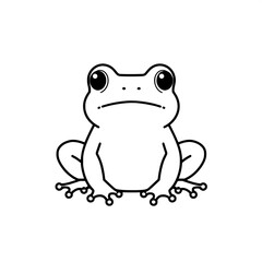 Frog sitting cartoon simple outline illustration drawing