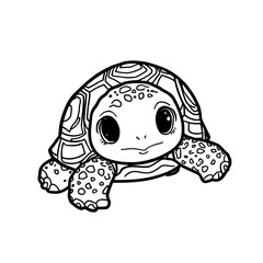 Turtle outline illustration cute cartoon animal drawing
