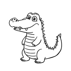 Crocodile outline illustration cute cartoon animal drawing