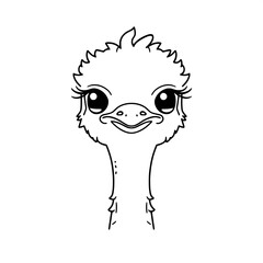 Ostrich outline funny cartoon animal head