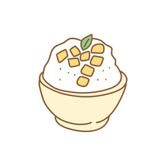 과일이 올라간 망고 빙수 일러스트