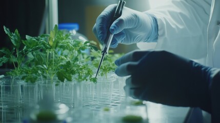 Laboratory research on plant growth botanical lab scientific experiment controlled environment close-up view agriculture insights