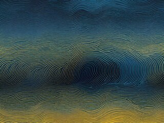 An abstract pattern of wavy and concentric lines with a gradient of dark blue and gold.