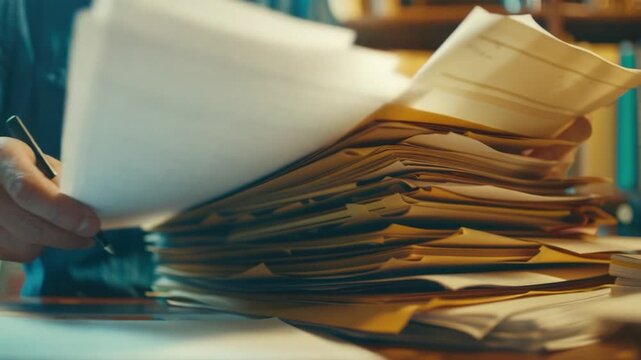 A person holding a stack of letters or packages, suitable for office or delivery use