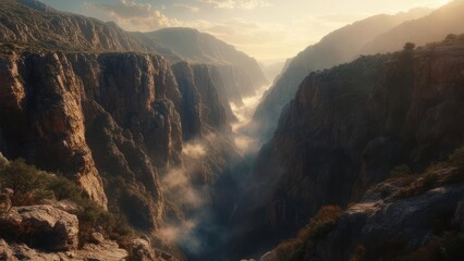 Obraz premium Deep canyon landscape with morning light