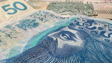 Close-Up of 50 Polish Zloty Banknote – Currency and Finance Concept