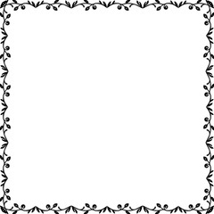 Simple Black and White Vector Vine and Leaf Frame Border