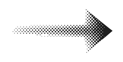 Dotted arrow gradient design. Vector isolated elements. Arrow halftone effect.vector icon
